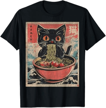 Graphic of a black Ramen Cat